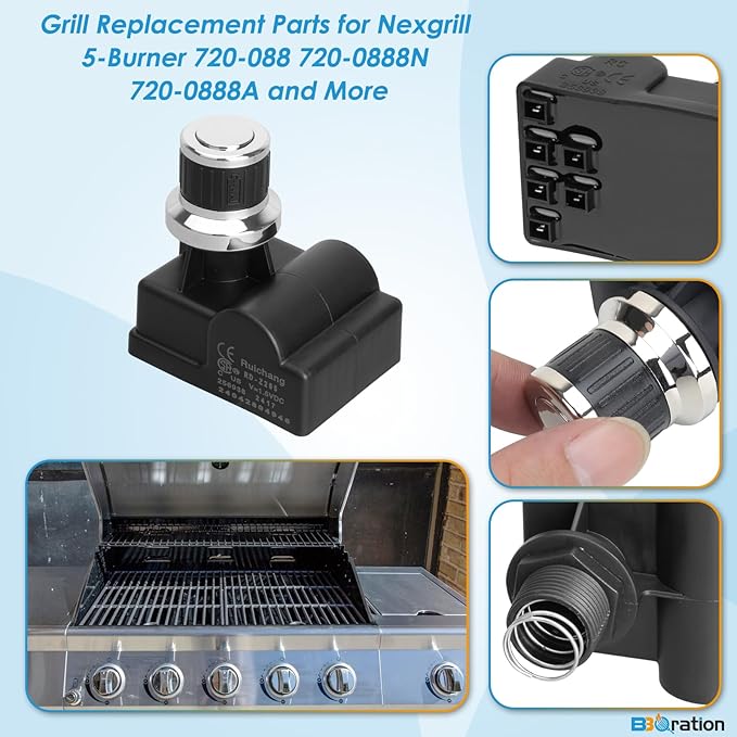 DHL-128-6Q Grill Igniters for Nexgrill Replacement Parts, 6 Outlet Tact Push Button Grill Igniter for Nexgrill 5 Burner Parts 720-0888 720-1046 720-0888S for Nexgrill Igniter Replacement