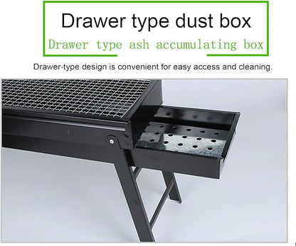 Foldable Charcoal BBQ Grill - Mini Portable Tabletop Barbeque - Great Folding Barbecue for Garden, Party, Festivals, Picnic, Camping, Hiking, Small Fire Pit,35 * 27 * 20cm