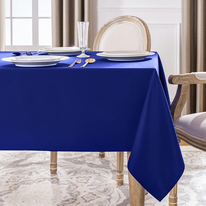 Softalker Rectangle Tablecloth, Waterproof Table Cloths Wrinkle Free Fabric Washable Polyester Table Cover for Dining Tables Party Outdoor Camping Parties Buffet - 52 x 70 inch, Royal Blue