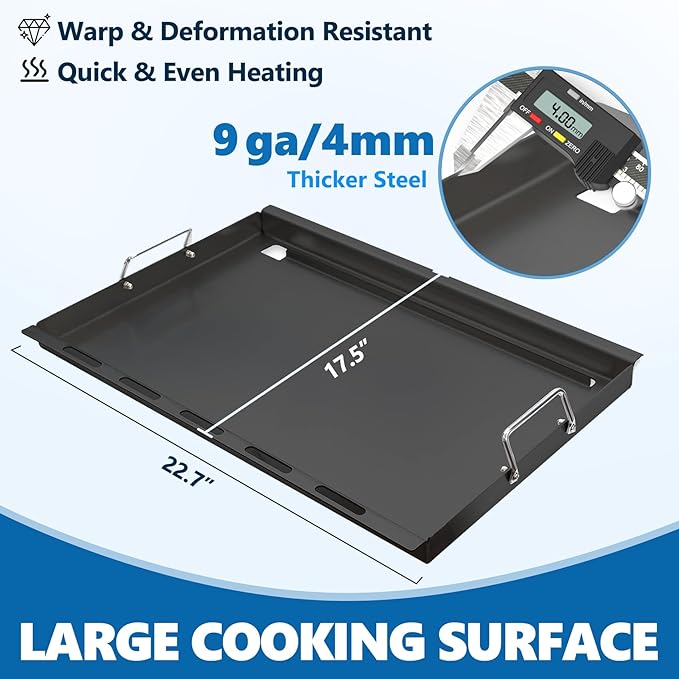 SafBbcue Full Size Griddle Insert for Weber Spirit 400 Series Flat Top Grills, Carbon Steel Griddle Insert for Weber Spirit E425/435 EP425/435 SP425/435 EX425 EPX435 Grill Replacement Parts, Non-stick