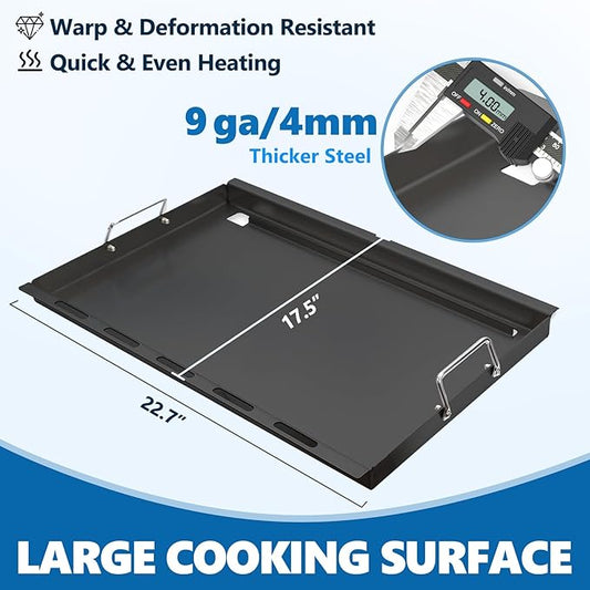 SafBbcue Full Size Griddle Insert for Weber Spirit 400 Series Flat Top Grills, Carbon Steel Griddle Insert for Weber Spirit E425/435 EP425/435 SP425/435 EX425 EPX435 Grill Replacement Parts, Non-stick