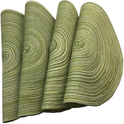 Red-A，Placemats,Round Placemats for Dining Table Set of 4 Woven Heat Resistant Non-Slip Kitchen Table Mats Diameter 14 inch(Green)