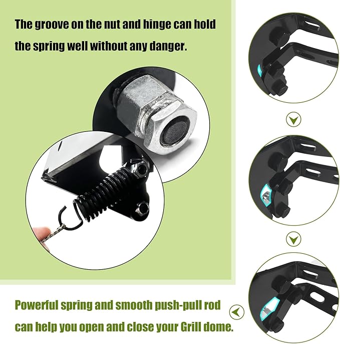 Hinge Assembly Kit fit Large Green Egg,Big Green Color Egg Accessories,Powder Coated Steel Hinge Set for Large Big Grill Green Egg