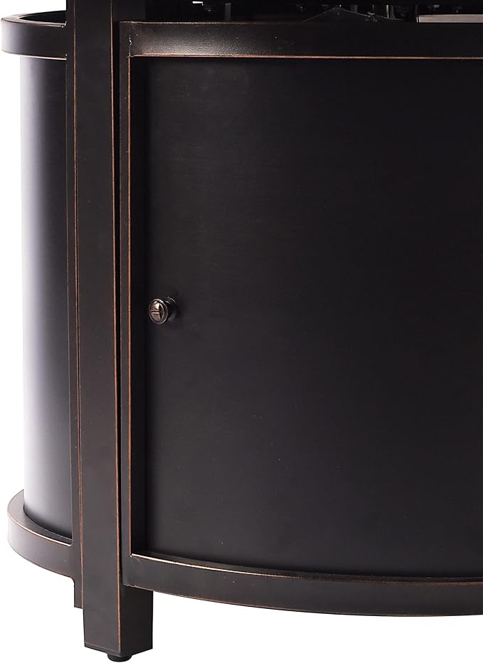 Aluminum 57,0000 BTU 44 in. Round Propane Black Fire Pit Table with Fire Beads, Lid, Propane Tank Cover and Table Fabric Covers in Copper Finish