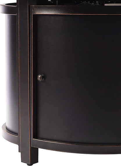 Aluminum 57,0000 BTU 44 in. Round Propane Black Fire Pit Table with Fire Beads, Lid, Propane Tank Cover and Table Fabric Covers in Copper Finish