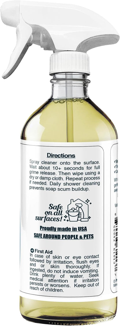 Bathroom Cleaner 16 oz Daily Cleaning Spray | For Shower Curtain, Sink, Shower, Tile, Bathtub, & Toilet, Reveals Natural Shine, Refreshing Scent, Safe on All Surface.