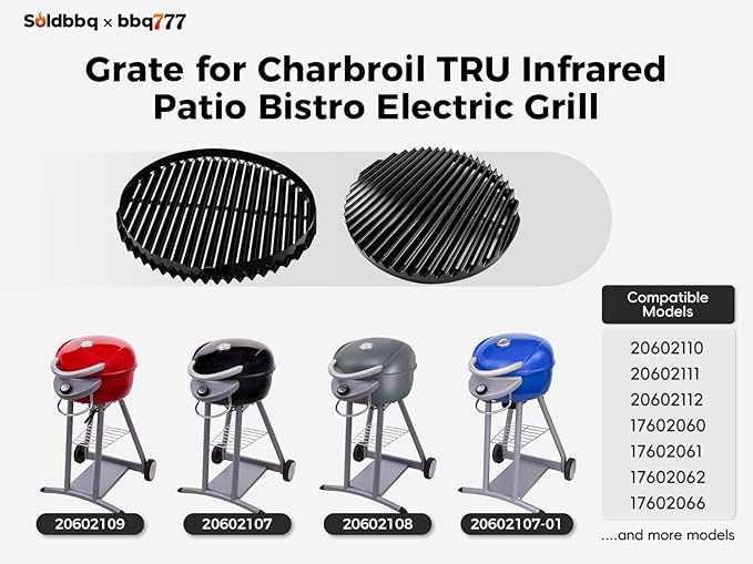 17 1/2" Porcelain Steel Cooking Grate Replacement Parts for Charbroil TRU Infrared Patio Bistro Electric Grill 20602109 20602107 20602108 20602107-01 Charbroil Grill Replacement Parts Number 29102163