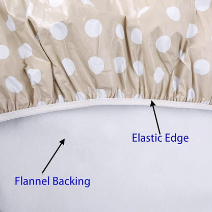 Walrus Round Vinyl Fitted Tablecloth with Flannel Backing Elastic Edge Design Table Cover Waterproof Oil-Proof PVC Table Cloth Stain-Resistant Best for 37"-44" Round