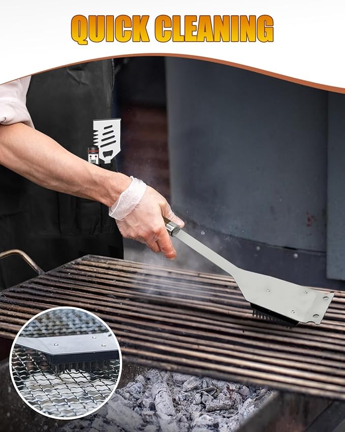MOXTOYU 37PCS BBQ Accessories Kit with Thermometer, Multifunctional Apron, Barbecue Mats, Egg Ring, Stainless Steel Grilling Accessories for Camping, Flat Top Grill Accessories Set for Men Women