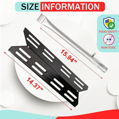 4 Packs Porcelain Steel Heat Plate and 4 Packs Burner Tube for Captiva Designs 4-Burner Propane Gas BBQ Grill with Side Burner,Replacement Parts for Outdoor Cooking Kitchen and Patio Backyard Barbecue