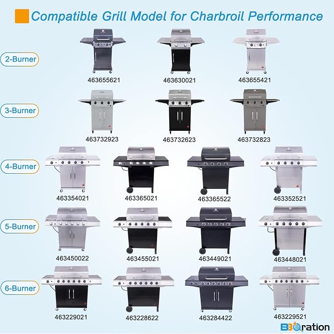 Grill Burner and Heat Plate for Charbroil Performance 2-Burner 463630021 | Grill Parts for Charbroil Grill Replacement Parts 463630021 463660421 463655621 463630422 463654022, Stainless Steel