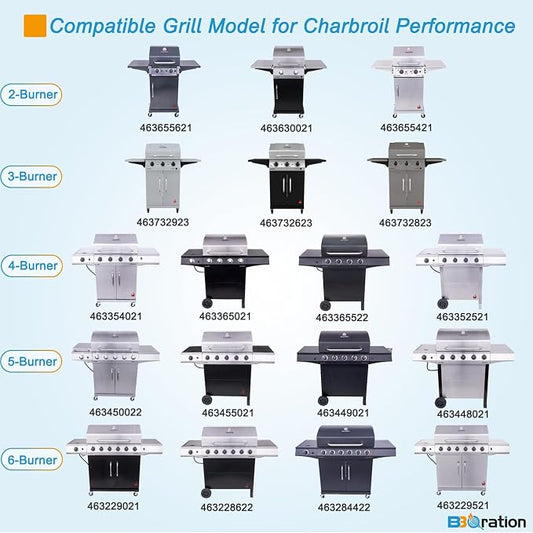 Grill Burner and Heat Plate for Charbroil Performance 2-Burner 463630021 | Grill Parts for Charbroil Grill Replacement Parts 463630021 463660421 463655621 463630422 463654022, Stainless Steel