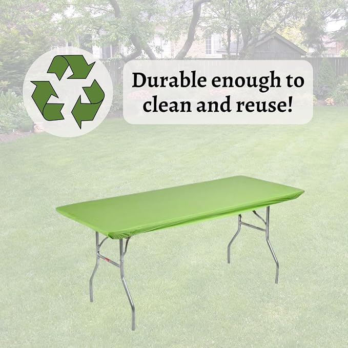 6' Rectangle Plastic Table Covers 30" x 72", Bundle of 5 (Lime Green)