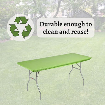 6' Rectangle Plastic Table Covers 30" x 72", Bundle of 5 (Lime Green)
