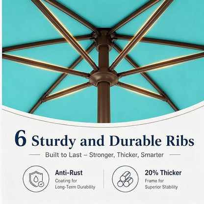 7.5ft Patio Umbrella, Outdoor Table Market Umbrella with Smooth Crank Lift, 6 Windproof Fiberglass Ribs, UPF50+ UV Protection for Deck, Pool, Garden and Backyard