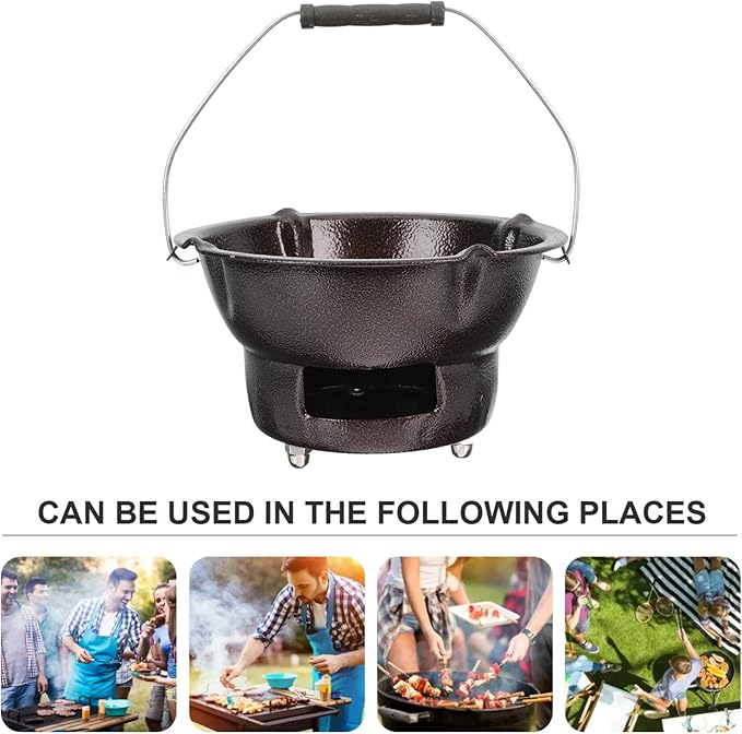 Portable Charcoal Grill Cast Iron: Tabletop Charcoal BBQ Portable Grill Stove Barbecue Burner 1 Set Coffee
