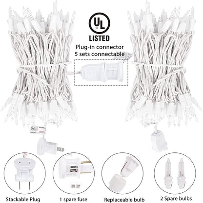 2 Pack 50 Count 10FT Christmas String Lights Clear Warm White Mini Lights | Plug Powered Waterproof for Indoor and Outdoor Use, for Christmas Tree Party, Wedding Holiday Patio Xmas Decorations