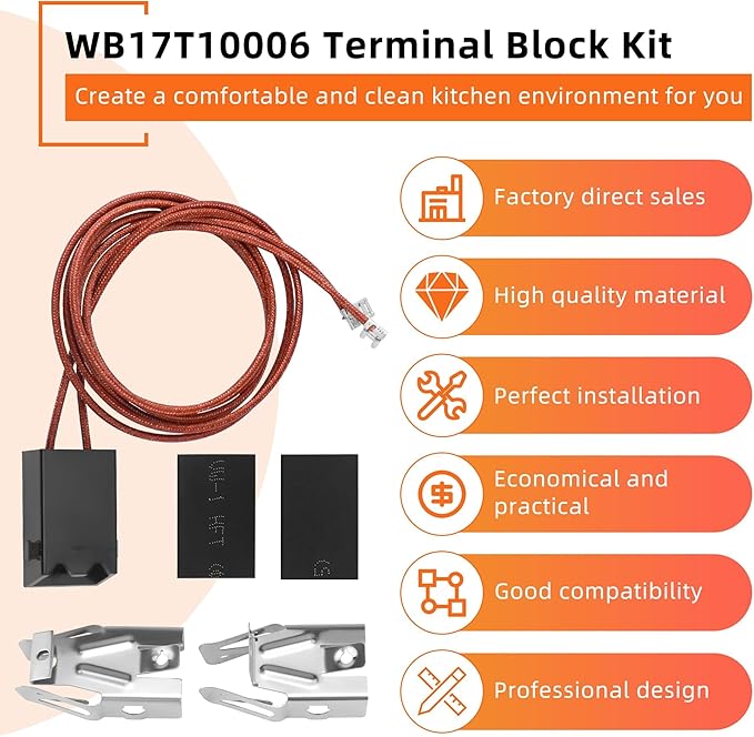 Black Burner Drip Pans WB31M19(8”) WB31M20(6”) Electric Stove Burner Replacement WB30M1(6") WB30M2(8")&WB17T10006 Terminal Block
