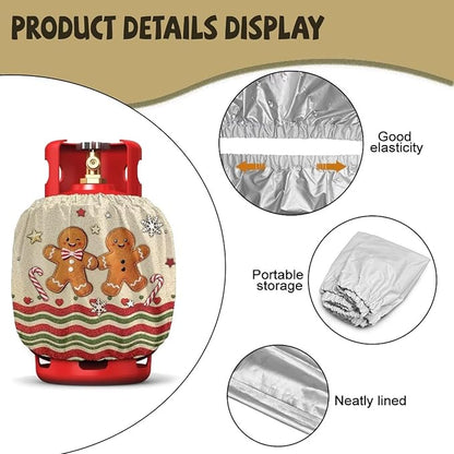 Gingerbread Man Propane Tank Cover 20lb Christmas Gas Tank Cylinder Cover for Outdoor Camping Yard Party Waterproof RV Gas Cylinder Storage Pocket Gift for Friends