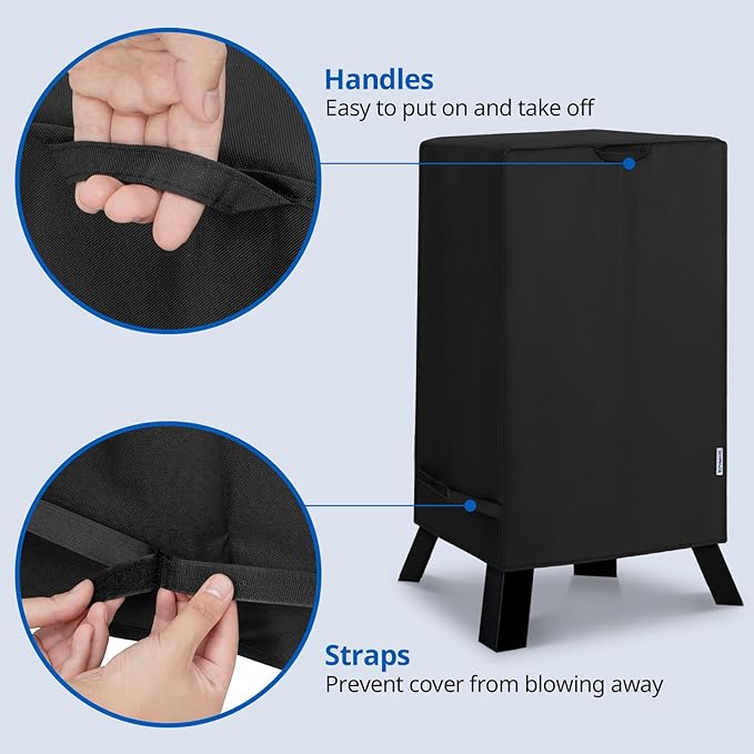 SunPatio 40 inch Electric Smoker Cover Compatible for Masterbuilt Smoker, Heavy Duty Waterproof Outdoor Smoker Grill Cover, 28" W x 22" D x 39" H, Black
