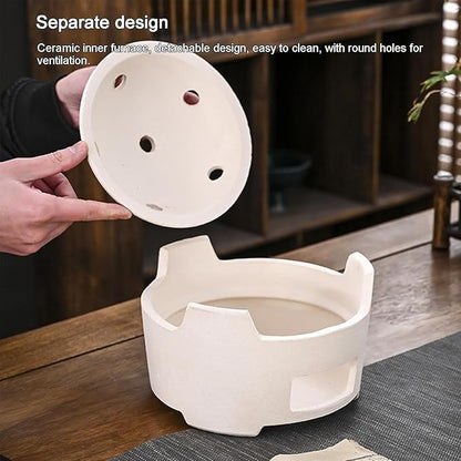 Pottery Barbecue Stove, Portable Wood Clay Charcoal Stove, Multipurpose Outdoor Charcoal Stove, Indoor Charcoal Grill,A-21CM
