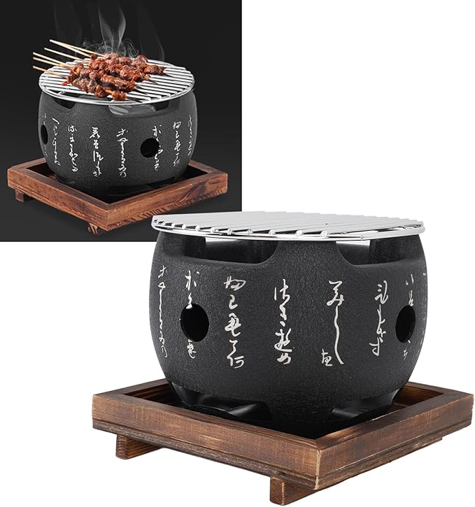 Mini Portable Japanese BBQ Grill, High-Efficiency Charcoal Stove for Even Heat Grilling, Multi-Purpose Outdoor Family Camping Tool Large