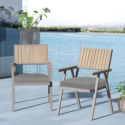 Cozyide Outdoor Chair Cushions, Waterproof Patio Seat Cushions with Adjustable Straps, Round Corner Patio Chair Cushions for Garden, Light Grey, 17x16x2 Inch (Pack of 4)