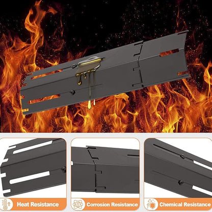 KEESHA 11.75" to 21" Adjustable Porcelain Steel Heat Plate Shield, Flavorizer Bar, Burner Cover, Flame Tamer for Gas Grill, Grill Replacement Parts, 4 Packs