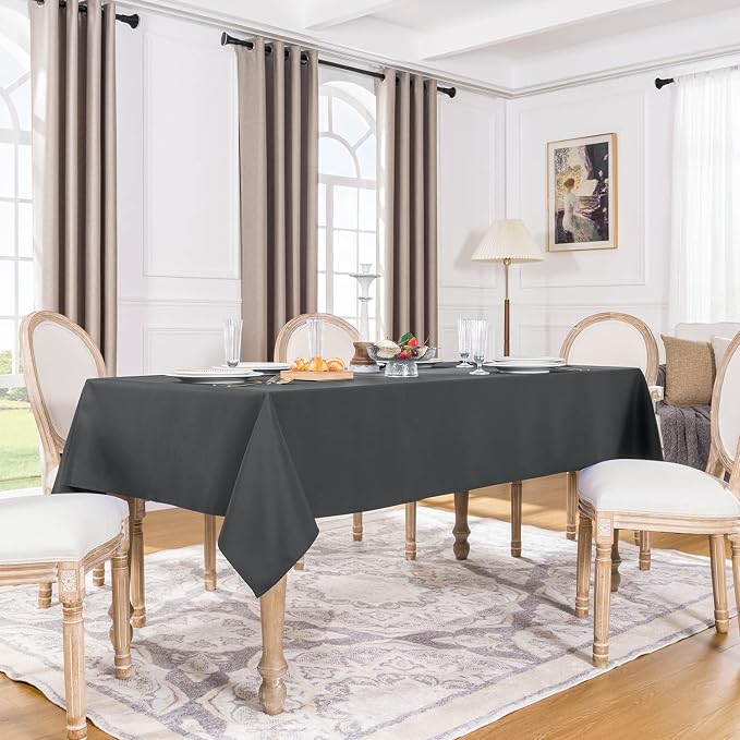 Softalker Rectangle Tablecloth, Waterproof Table Cloths Wrinkle Free Fabric Washable Polyester Table Cover for Dining Tables Party Outdoor Camping Parties Buffet- 60 x 102 inch, Grey