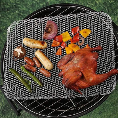 Luxshiny BBQ Grill Mesh Mat: 10Pcs Disposable Aluminum Grill Topper Broiler Net Pans Non-Stick Cooking Grid Grates Pad Baking Tools for Outdoor Camping Barbeque Picnics Backpacking Backyards