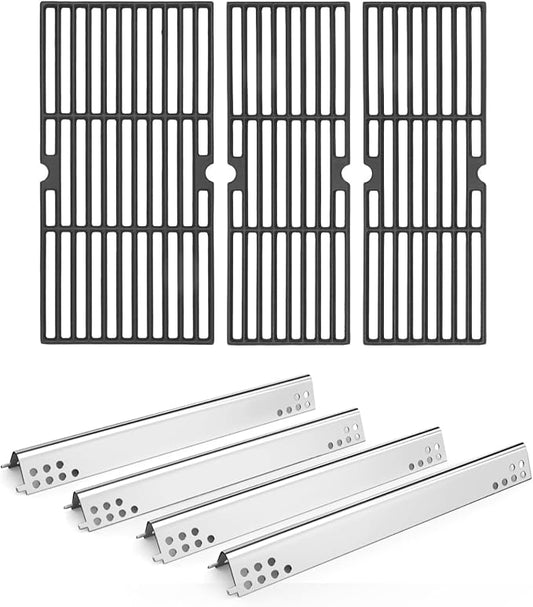 Hisencn Grill Parts for Charbroil Performance 475 4 Burner 463375919, 463377319, 463376419, G470-0004-W1A Heat Plates and 17 inch Cooking Grates, for Char Broil Model 463376319 Grates