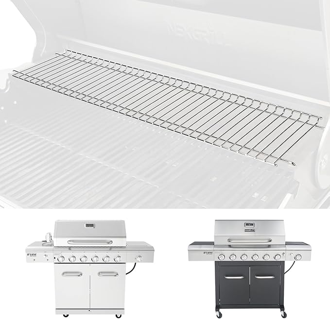 Utheer Warming Rack for Nexgrill 720-0896X & 720-0898 6 Burner Gas Grill, 32.4" x 7.2" Stainless Steel Upper Warming Rack Replacement for Nexgrill 6 Burner Grill