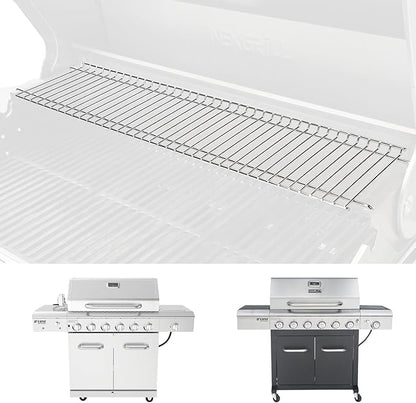 Utheer Warming Rack for Nexgrill 720-0896X & 720-0898 6 Burner Gas Grill, 32.4" x 7.2" Stainless Steel Upper Warming Rack Replacement for Nexgrill 6 Burner Grill