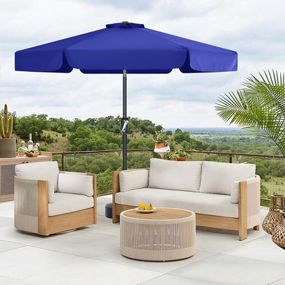 MASTERCANOPY 7.5ft Patio Umbrella with Valance, Crank & Tilt, Blue | 6 ribs, UV/fade-resist, waterproof, vent, for garden/deck/yard/pool