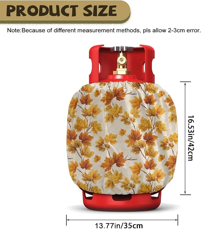 Maple Print Propane Tank Cover 20lb Easy to Install Gas Cover Fits Standard 20 lb Tank Cylinder Waterproof Grill Accessories for Outdoor Camper