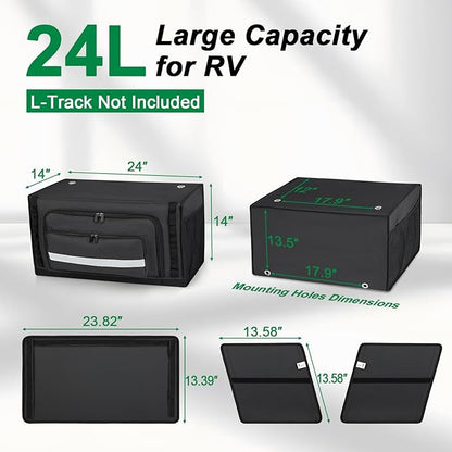 24" RV Overhead Storage Cabinet, Soft-Sided Overhead Organizer for Vans, RV Organizer Storage Cabinet Compatible with Mercedes-Benz Sprinter, Ford Transit & RAM Promaster Vans, Black