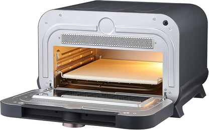 LIVWELL Touch IQ 19-Quart Indoor & Outdoor Air Fryer Pizza Oven Grill | Ceramic Stone, TFT Touch Screen, 5 Pizza & 4 Air Fry Presets, PFOA Free & PFAS Free, Rose Gold Accents, Easy Maintenance