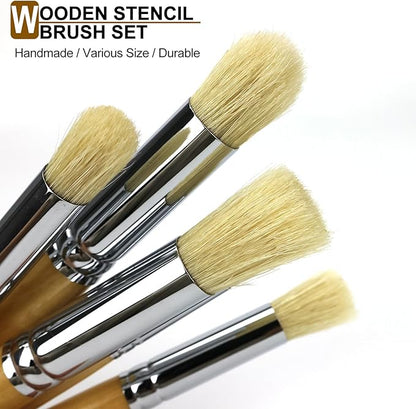GACDR Wooden Stencil Brush Set, 6 Pieces Natural Hog Bristle Dome Stencil Brushes for Painting On Wood Wall, Stencil Projects, Card Making, DIY, Crafts and Acrylic Oil Watercolor Painting…