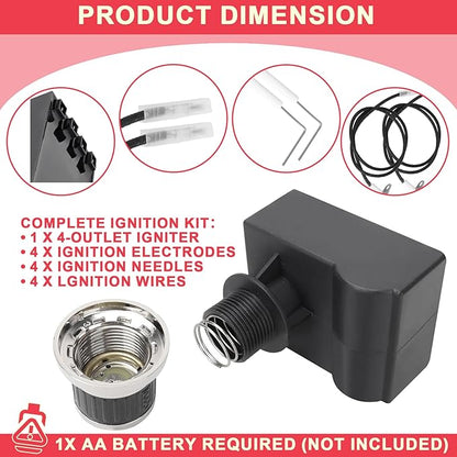Grill Igniter Kit for Blackstone 36 Inch Griddle Igniter Replacement, Updated Universal 4-Outlet Electronic Ignitor Kit for Blackstone Griddle 36 inches Accessories, AA Battery Required