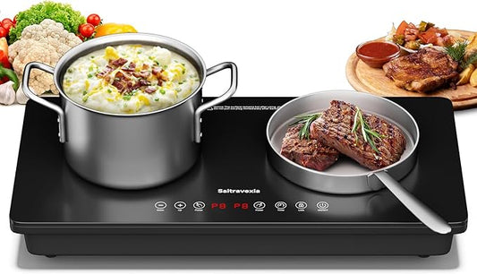 Portable Induction Cooktop 2 Burner, 1800W Double Induction Burner with Touch Control, Timer & Safety Lock, Electric Induction Stove 110V, Cross Line Panel