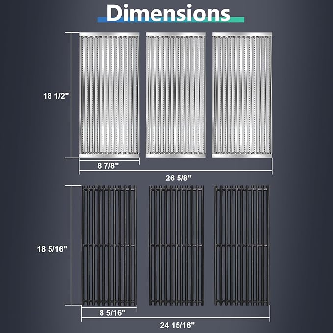 Emitter Plates Grill Parts for Charbroil Commercial 463241313, 463241314, 463241013, Cooking Grates, Heat Shield, Burner, Ignitor for Charbroil Commercial Tru Infrared Grill Replacement Parts 3 Burner