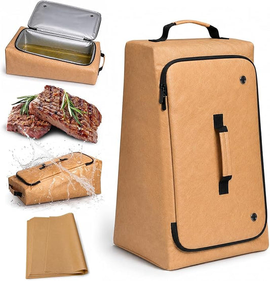 BBQ Blanket for Resting Meat, 270° Opening Leak-Proof Insulated Meat Resting Bag with Butcher Paper, BBQ Brisket Blanket for Pork Shoulder/Steak/Turkey, Smoker Grilling Accessories Gifts for Men/Dad