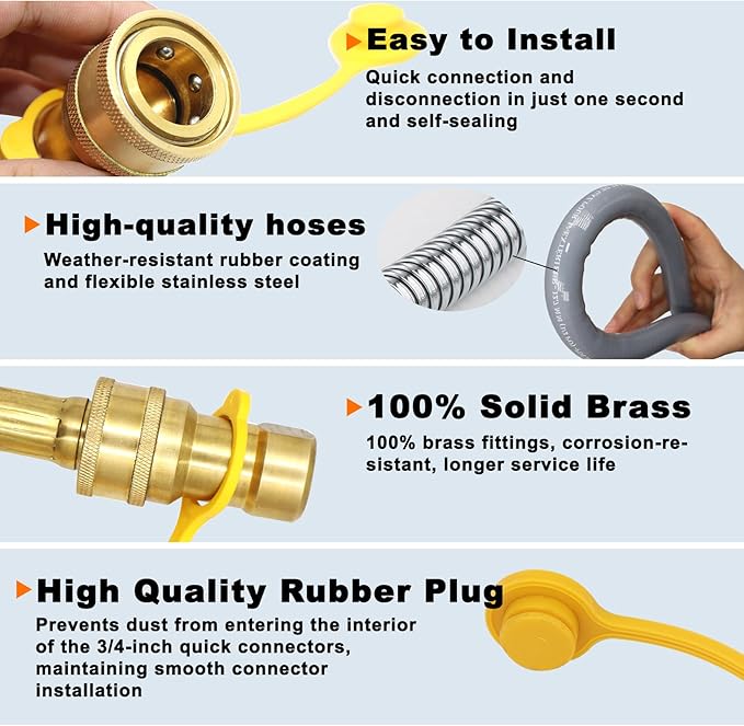 12 Feet 1/2 Inch ID Natural Gas Hose with Quick Disconnect for weber, charbroi, Grill, Pizza Oven, Patio Heater and More NG Appliance, Propane to Natural Gas Conversion Kit - CSA Certified