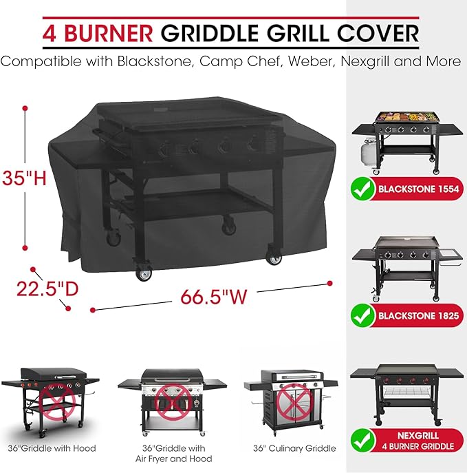 Unicook Griddle Cover for Blackstone 36 Inch 4 Burner Grill, Unique UV Resistant Waterproof Vinyl with Polyester Lining, Flat Top Gas Grill Cover for Pit Boss, Nexgrill, Camp Chef