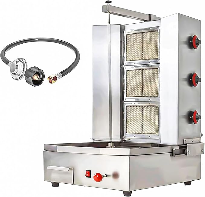 Shawarma Propane gyro machines Gas Vertical Barbecue Grill Doner Kebab Gyro Grill Rotating Kebab Machine with 3 Burners