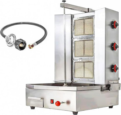 Shawarma Propane gyro machines Gas Vertical Barbecue Grill Doner Kebab Gyro Grill Rotating Kebab Machine with 3 Burners
