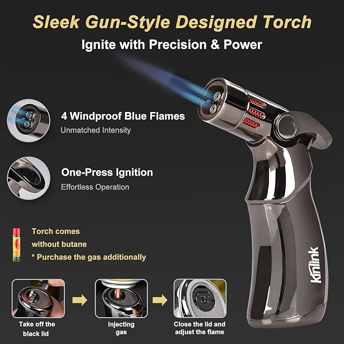 Whiskey Smoker Kit with Torch - No Butane, 6 Flavors Wood Chips, 2 Whiskey Glasses, 2 Round Ice Cube Mold, Old Fashioned Smoker Kit Cocktail Smoker Drink Smoke, Anniversary Birthday Gifts for Men Dad