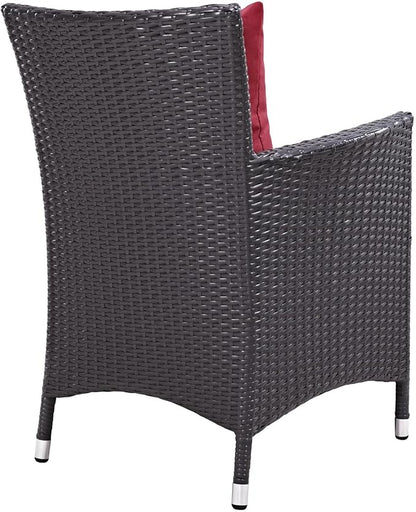 Modway Convene Collection 11-Piece Outdoor Patio Dining Set in Espresso Red