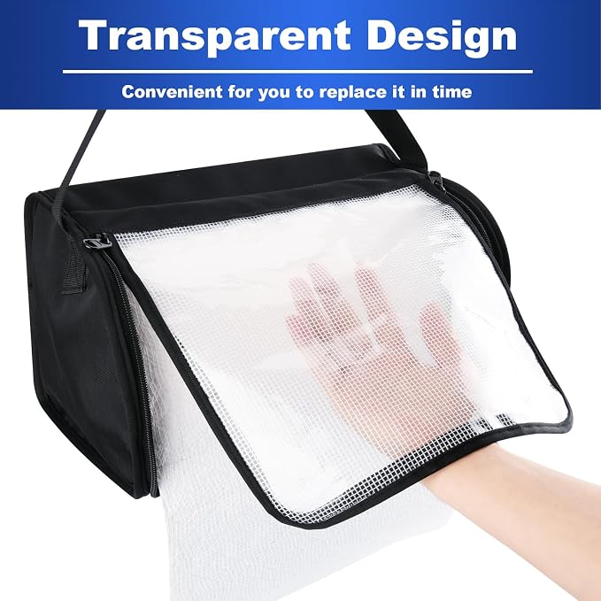 Kitchen Paper Towel Holder, Hanging Paper Towel Dispenser with Transparent Cover, Easy to Tear Papers Waterproof Papers Towels Holder for Kitchen Organization and Storage (Black)