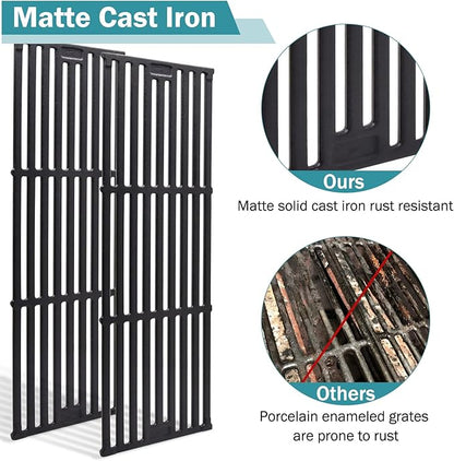 Criditpid Grill Replacement Parts for Chargriller 5050 5650 3001 5072 3008 Model. Grill Heat Plate Shield, Burners, Hanger Bracket, Igniter and Warming Rack for Char Griller Replacement Parts 5050.